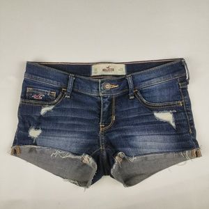 Hollister Size 00 W23 Blue Distressed Shorts